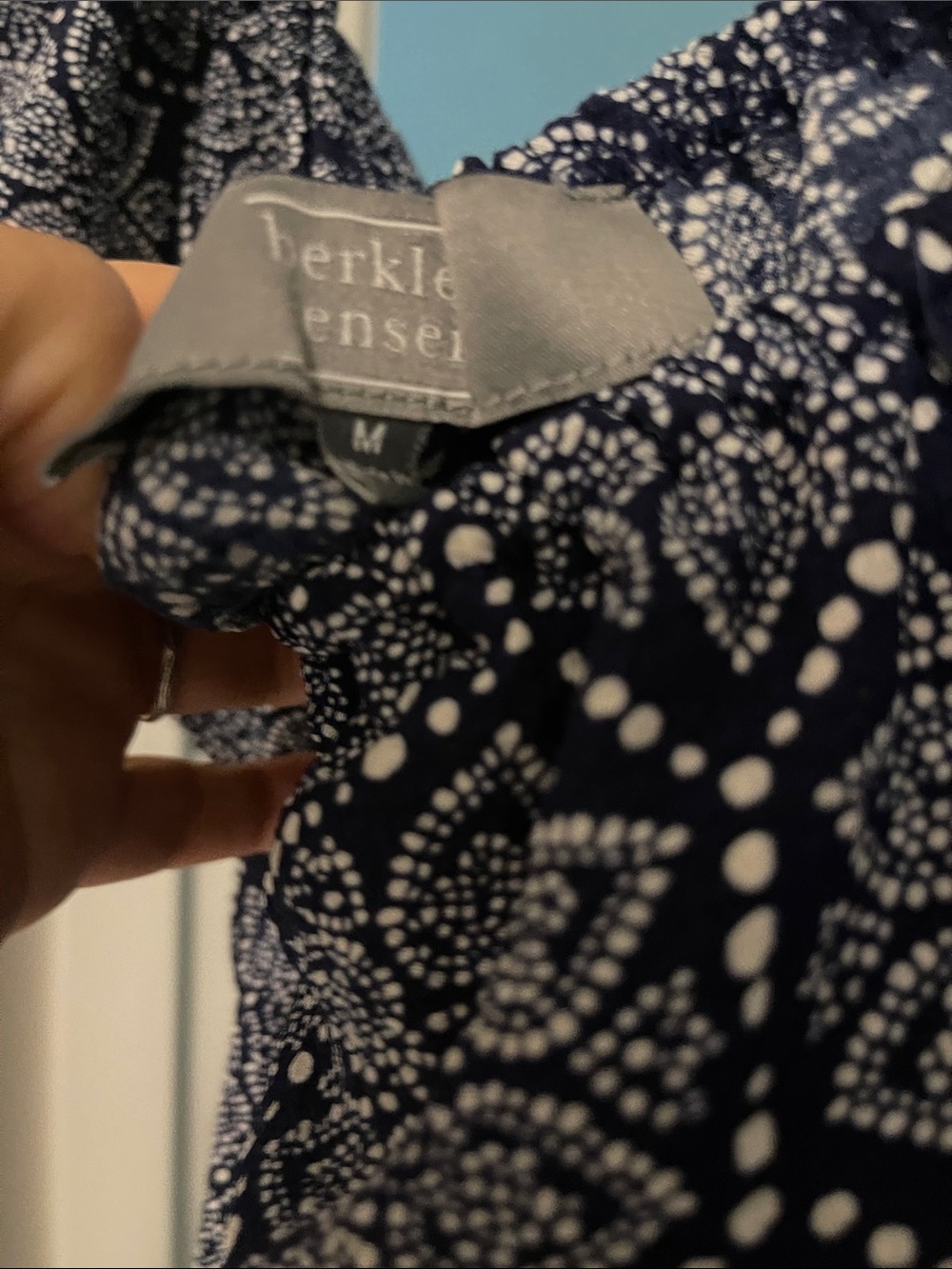 One-Shoulder Navy Printed Ruffle Dress - Picture 2 of 5
